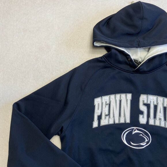 Penn State University Hoodie Mens M Navy Blue Embroidered Stitches Pullover - Picture 8 of 13
